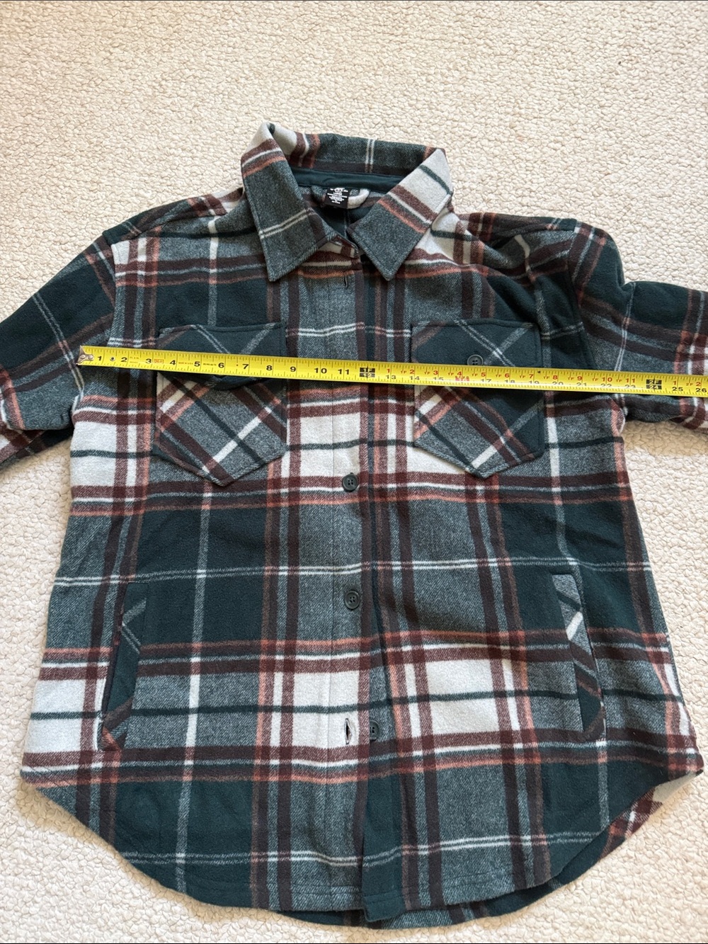 Woolx Plaid Utility Jacket in Forest Green and Rust, Size L - Picture 4 of 6